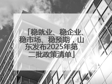 稳就业、稳企业、稳市场、稳预期，山东发布2025年第二批政策清单