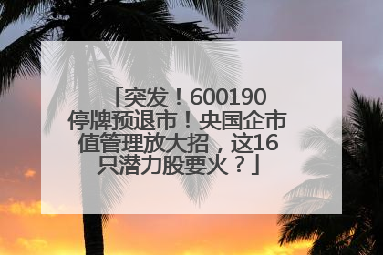 突发！600190停牌预退市！央国企市值管理放大招，这16只潜力股要火？