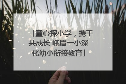 童心探小学，携手共成长 峨眉一小深化幼小衔接教育
