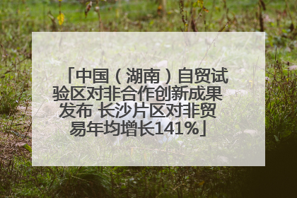 中国（湖南）自贸试验区对非合作创新成果发布 长沙片区对非贸易年均增长141%