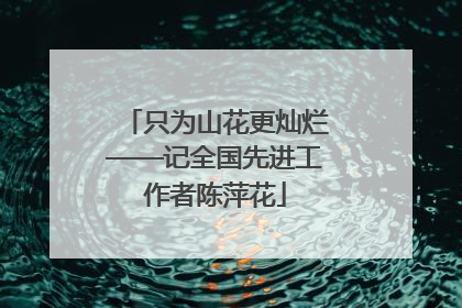 只为山花更灿烂——记全国先进工作者陈萍花