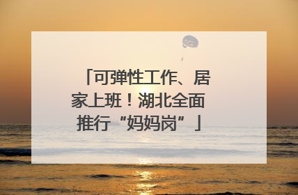 可弹性工作、居家上班！湖北全面推行“妈妈岗”