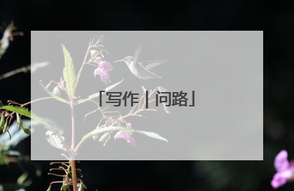 写作｜问路