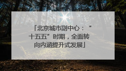 北京城市副中心：“十五五”时期，全面转向内涵提升式发展