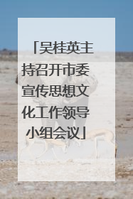 吴桂英主持召开市委宣传思想文化工作领导小组会议