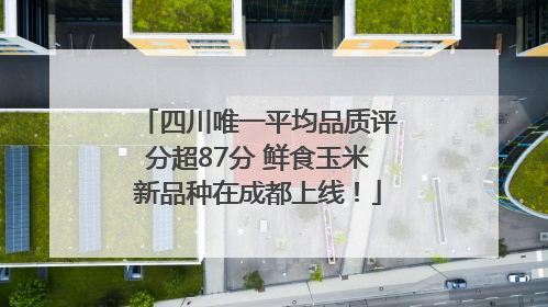 四川唯一平均品质评分超87分 鲜食玉米新品种在成都上线！