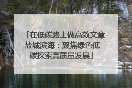 在低碳路上做高效文章 盐城滨海：聚焦绿色低碳探索高质量发展