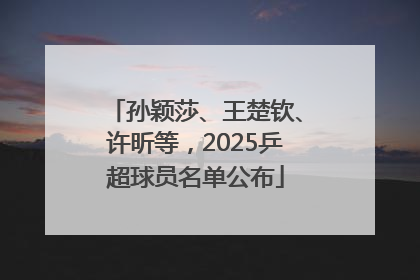 孙颖莎、王楚钦、许昕等，2025乒超球员名单公布