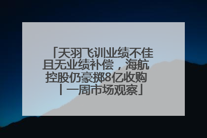 天羽飞训业绩不佳且无业绩补偿，海航控股仍豪掷8亿收购丨一周市场观察