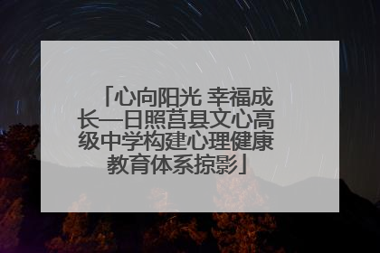 心向阳光 幸福成长—日照莒县文心高级中学构建心理健康教育体系掠影