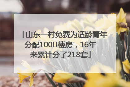 山东一村免费为适龄青年分配100㎡楼房，16年来累计分了218套