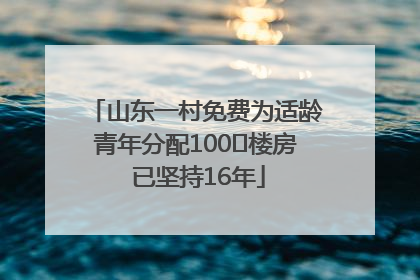 山东一村免费为适龄青年分配100㎡楼房 已坚持16年