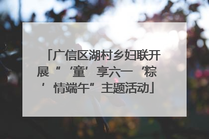 广信区湖村乡妇联开展“‘童’享六一‘粽’情端午”主题活动