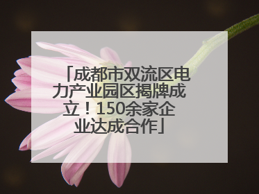 成都市双流区电力产业园区揭牌成立！150余家企业达成合作