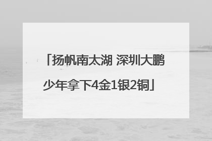 扬帆南太湖 深圳大鹏少年拿下4金1银2铜