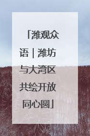 潍观众语｜潍坊与大湾区共绘开放同心圆