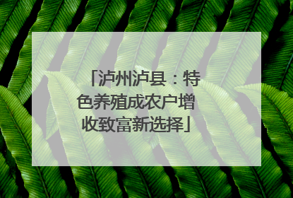 泸州泸县：特色养殖成农户增收致富新选择