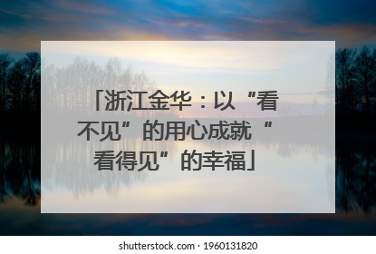浙江金华：以“看不见”的用心成就“看得见”的幸福