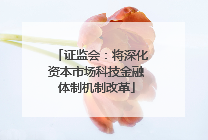 证监会：将深化资本市场科技金融体制机制改革