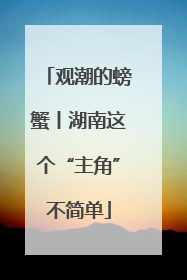观潮的螃蟹丨湖南这个“主角”不简单