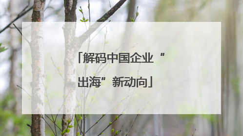 解码中国企业“出海”新动向