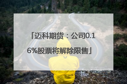 迈科期货：公司0.16%股票将解除限售
