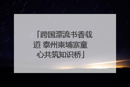 跨国漂流书香载道 泰州柬埔寨童心共筑知识桥