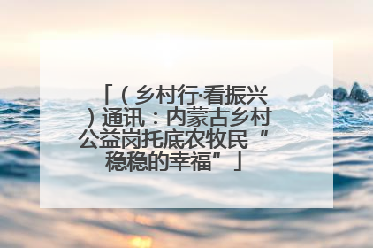 （乡村行·看振兴）通讯：内蒙古乡村公益岗托底农牧民“稳稳的幸福”