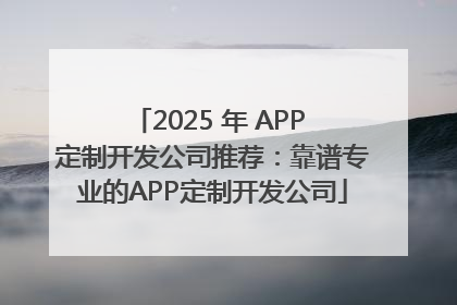 2025 年 APP 定制开发公司推荐：靠谱专业的APP定制开发公司