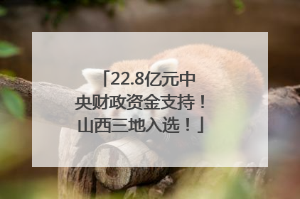 22.8亿元中央财政资金支持！山西三地入选！